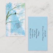 青い単独鳥のツリーブランチを絵を描く抽象美術 名刺 (正面/裏面)