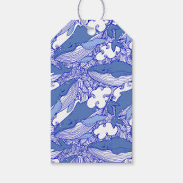 青い単色ザトウクジラ ギフトタグ