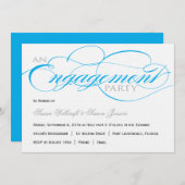 青い原稿の婚約パーティの招待状 招待状 (正面/裏面)