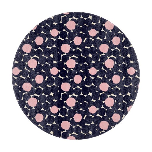 青い及びピンクの大きいドット・パターン カッティングボード (正面)