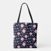 青い及びピンクの大きいドット・パターン トートバッグ (裏面)