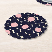 青い及びピンクの大きいドット・パターン ペーパーコースター (アングル)