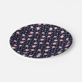 青い及びピンクの大きいドット・パターン ペーパープレート (アングル)