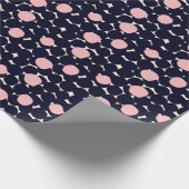 青い及びピンクの大きいドット・パターン ラッピングペーパー (角)