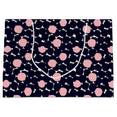 青い及びピンクの大きいドット・パターン ラージペーパーバッグ (正面)