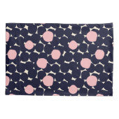 青い及びピンクの大きいドット・パターン 枕カバー (裏面-左)