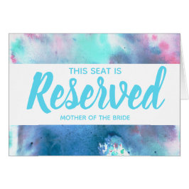青い及びピンクの水彩画の予約座席結婚式の印