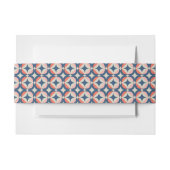 青い及び珊瑚の幾何学的なパターン 招待状ベリーバンド (正面例)