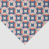 青い及び珊瑚の幾何学的なパターン 薄葉紙 (詳細)