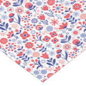 青い及び珊瑚の花パターン ショートテーブルランナー (コーナー)