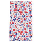 青い及び珊瑚の花パターン スモールペーパーバッグ (正面)