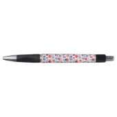 青い及び珊瑚の花パターン ボールペン (正面)