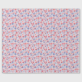 青い及び珊瑚の花パターン ラッピングペーパー (フラット)