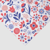 青い及び珊瑚の花パターン 薄葉紙 (詳細)