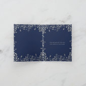 青い及び銀製の植物の葉の花柄は感謝していしています サンキューカード (内部)