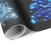 青い及び銀製の白熱［赤熱］光を放つなクリスマスツリー ラッピングペーパー (ロールコーナー)