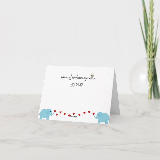 青い双子の象ありがとう サンキューカード (裏面)