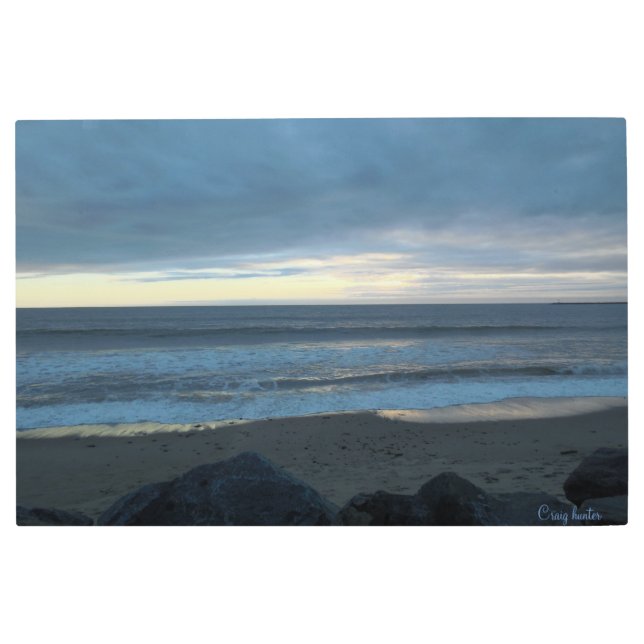 青い反射 メタルプリント (正面)