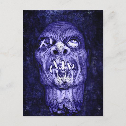 青い収縮ヘッドゾンビ ポストカード (正面)