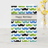 青い口ひげのパターン – ハッピーバースデーのために カード (黄色い花)