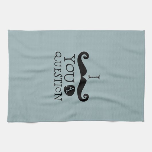 青い口ひげ質問ユーモアお父さんの日 キッチンタオル (横)