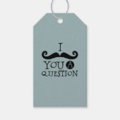 青い口ひげ質問ユーモアお父さんの日 ギフトタグ (正面)