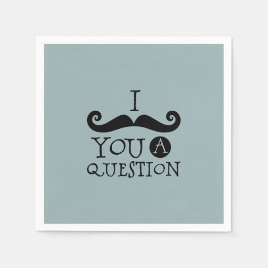 青い口ひげ質問ユーモアお父さんの日 スタンダードカクテルナプキン (正面)