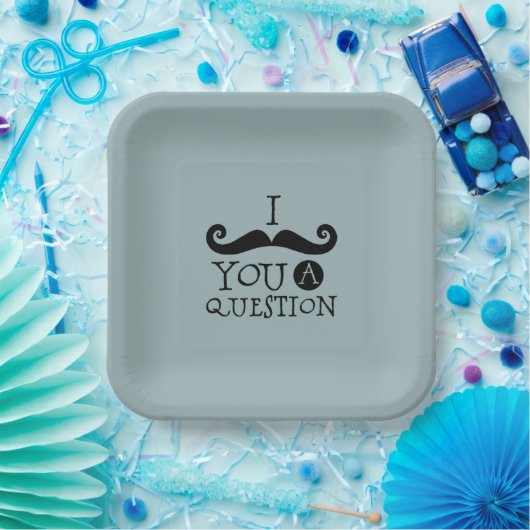 青い口ひげ質問ユーモアお父さんの日 ペーパープレート (パーティー)