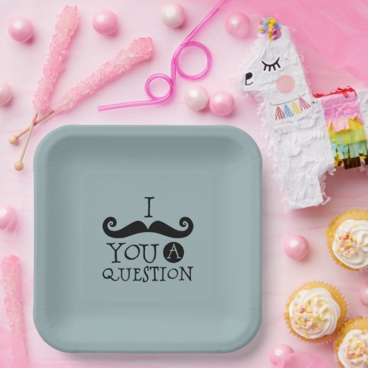 青い口ひげ質問ユーモアお父さんの日 ペーパープレート (パーティー)