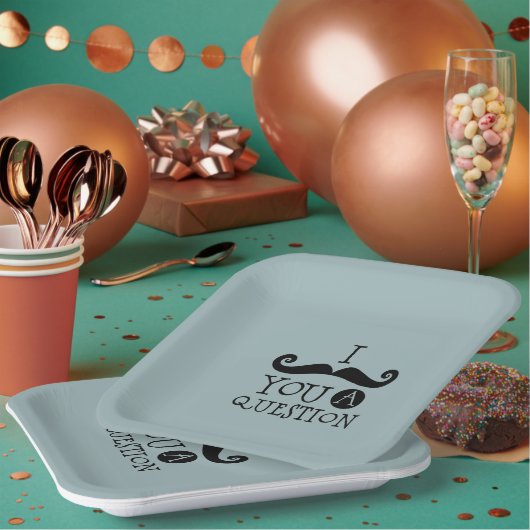 青い口ひげ質問ユーモアお父さんの日 ペーパープレート (複数)