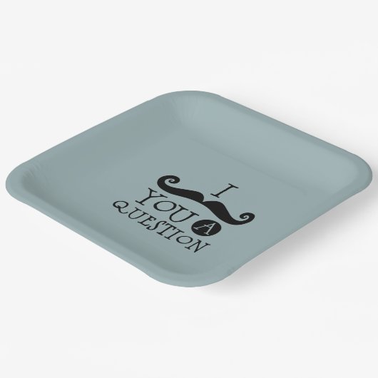 青い口ひげ質問ユーモアお父さんの日 ペーパープレート (傾斜あり)