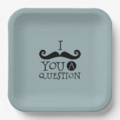 青い口ひげ質問ユーモアお父さんの日 ペーパープレート (正面)