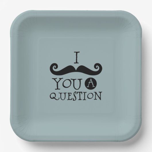 青い口ひげ質問ユーモアお父さんの日 ペーパープレート (正面)