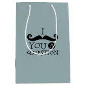 青い口ひげ質問ユーモアお父さんの日 ミディアムペーパーバッグ (正面)