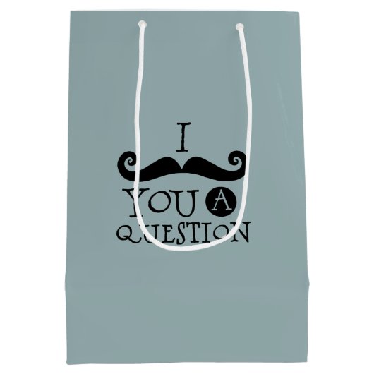 青い口ひげ質問ユーモアお父さんの日 ミディアムペーパーバッグ (裏面)