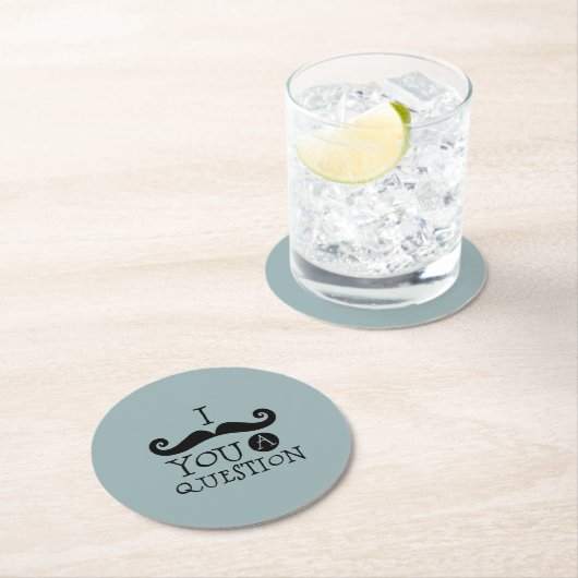 青い口ひげ質問ユーモアお父さんの日 ラウンドペーパーコースター (インサイチュ)