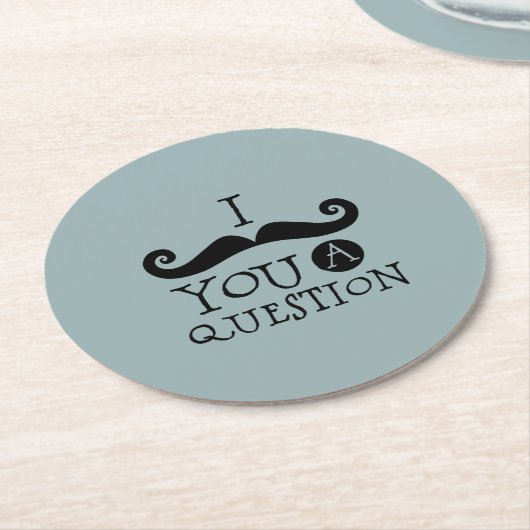 青い口ひげ質問ユーモアお父さんの日 ラウンドペーパーコースター (アングル)