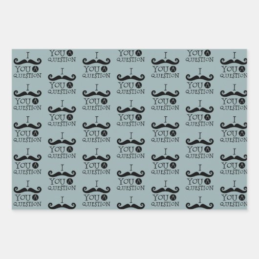 青い口ひげ質問ユーモアお父さんの日 ラッピングペーパーシート (正面)