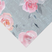 青い古い音楽シートテクスチャ上の水色バラ 薄葉紙 (詳細)