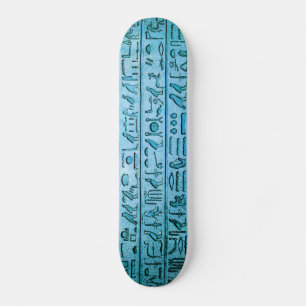 青い古代エジプトのヒエログリフ スケートボード