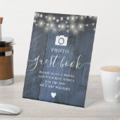 青い古木のストリングライト フォトゲストブック 台座サイン (インサイチュ)