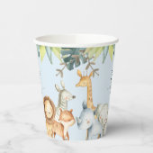 青い可愛いジャングル動物の男の子の赤ちゃんシャワー 紙コップ (左)