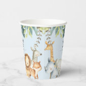 青い可愛いジャングル動物の男の子の赤ちゃんシャワー 紙コップ (右)
