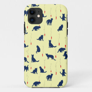 青い可愛い子猫と赤い魚 iPhone 11 ケース