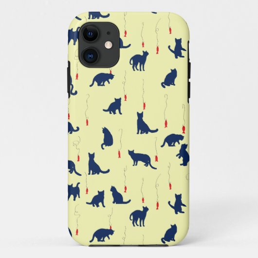 青い可愛い子猫と赤い魚 Case-Mate iPhoneケース (裏面)