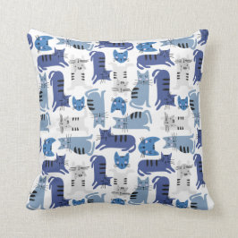 青い可愛い猫たち クッション