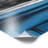 青い台所で皿を洗う女性。 フォトプリント            (角)