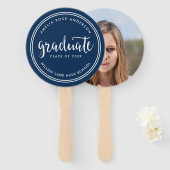 青い台本と白いストライプ大学院写真 ハンドファン (正面&裏面)