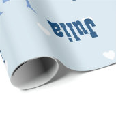 青い名のパーソナライズされたパターン ラッピングペーパー (ロールコーナー)