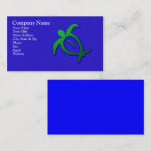 青い名刺のハワイアンのHonuの岩石彫刻 名刺 (正面/裏面)